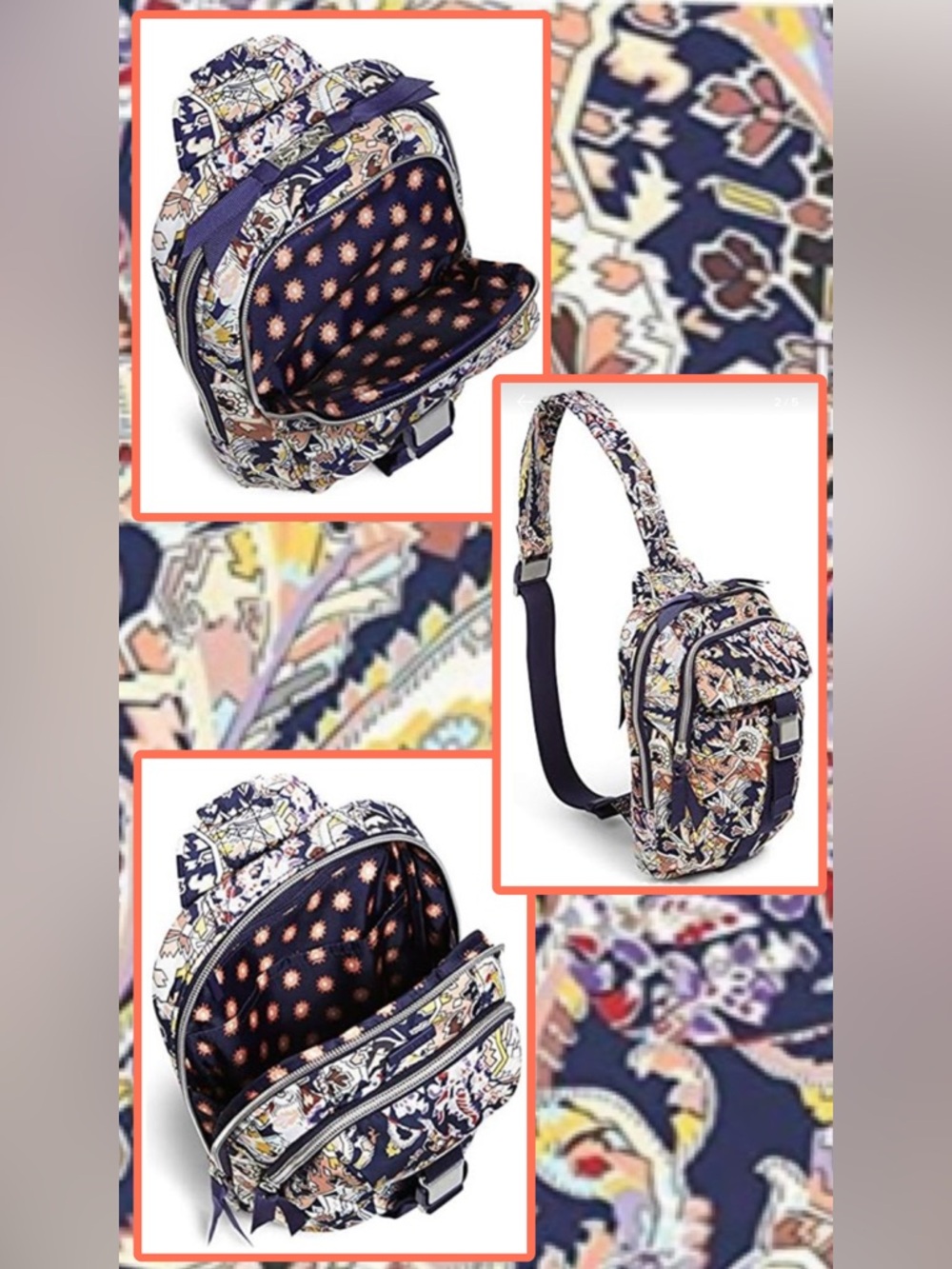 🆕 Vera Bradley Twill Utility Sling Crossbody Backpack Bag Tangier Paisley Travel - Picture 3 of 14